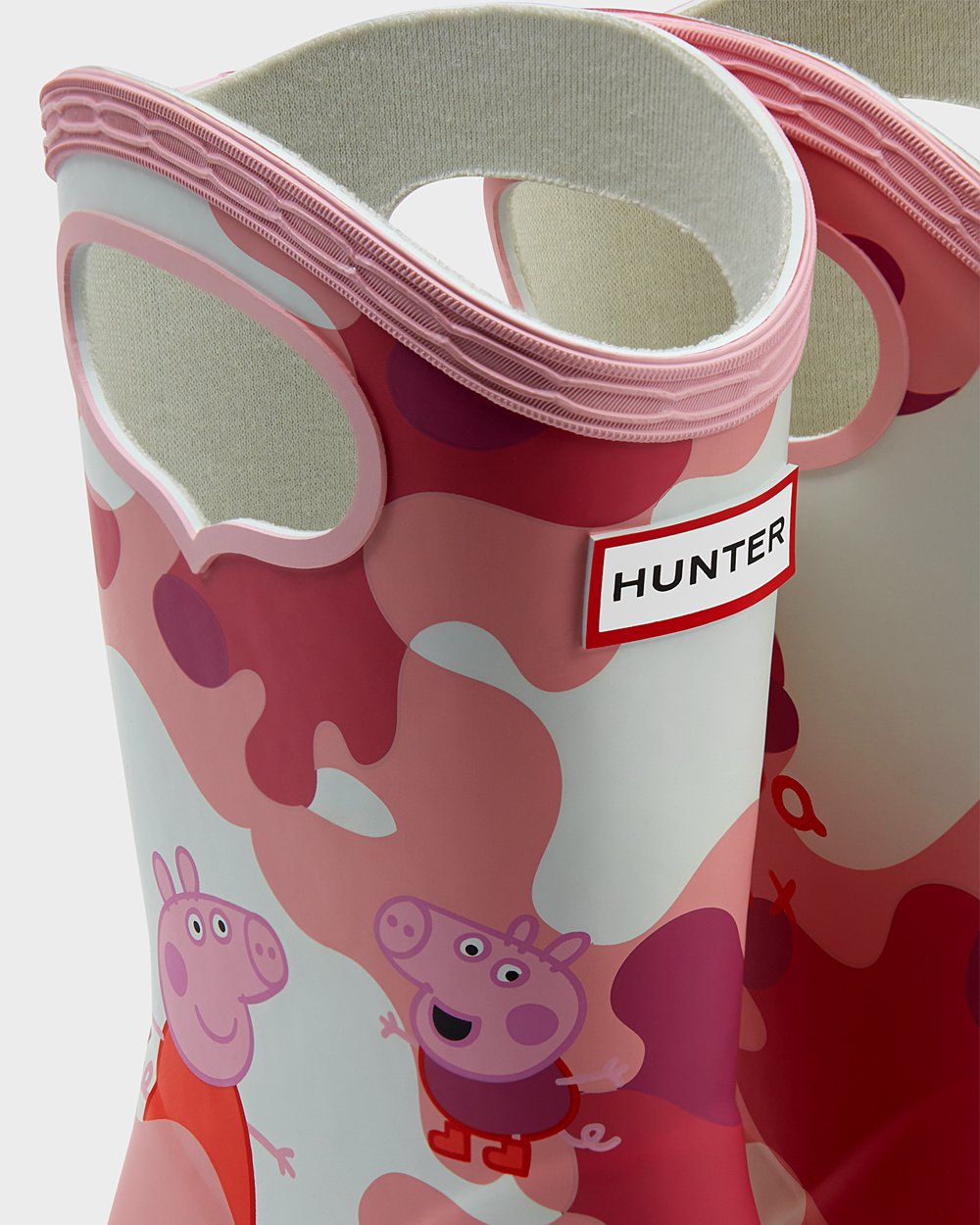 Kids Hunter Original First Peppa Pig Grab Handle | Rain Boots Pink | NZ-24870-UEMH